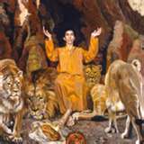 Daniel in the lions den protected by YAHUVEH