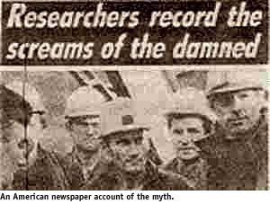 Newspaper cutting of Researchers who Recorded Screams of the Damned